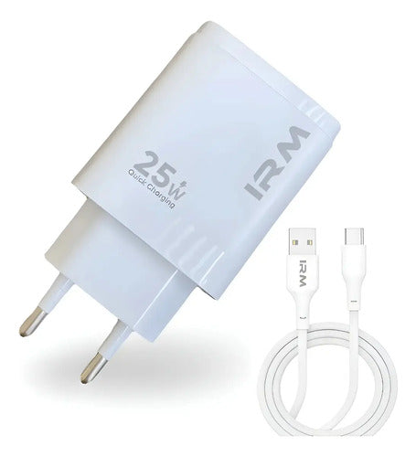 Cargador Rápido De Pared 25w Con Cable Tipo C Compatible Con Samsung Galaxy Y Android Blanco