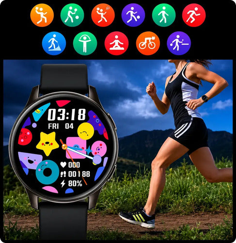 Smartwatch Diegmark Active 2 Con Llamadas Y Pantalla Hd Para iPhone Y Android Marrón Metalizado Hebilla Negro