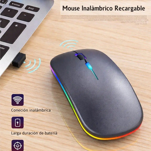 Mouse Inalámbrico Recargable Irm Mk-07 Con Bluetooth Y Rgb Para Gamer U Oficina Gris Oscuro