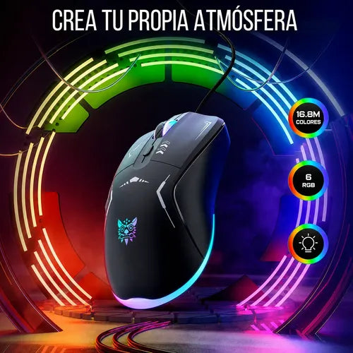 Mouse Gaming Rgb Con Cable Usb 3600 Dpi Alta Precisión Negro