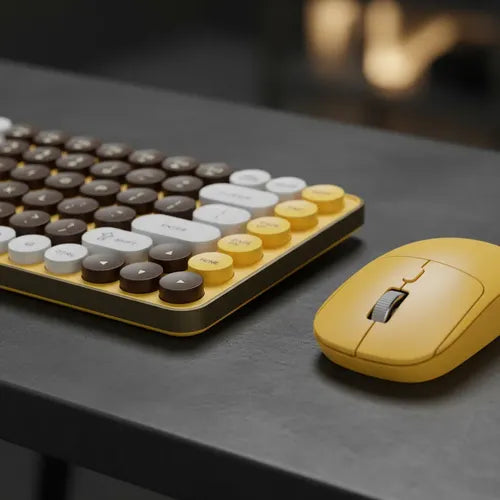Kit Teclado Y Mouse Inalámbricos Teclas Redondas Silencioso