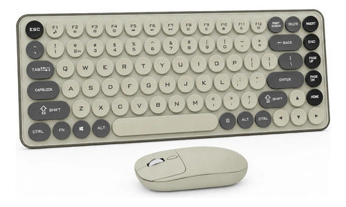 Kit Teclado Y Mouse Inalámbricos Teclas Redondas Silencioso