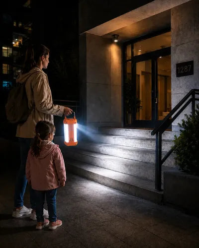 Lámpara Solar Led Camping Linterna Recargable Multifunción Naranja