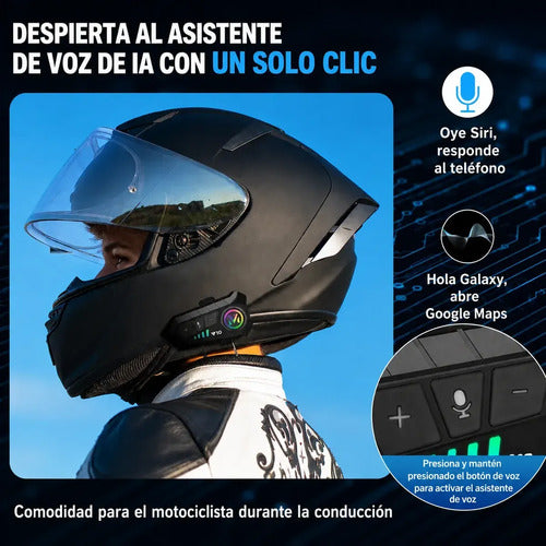 Intercomunicador Diegmark Y10 2x Bluetooth 6.0 Para Cascos De Moto Con Reducción De Ruido Y Resistencia Ipx6