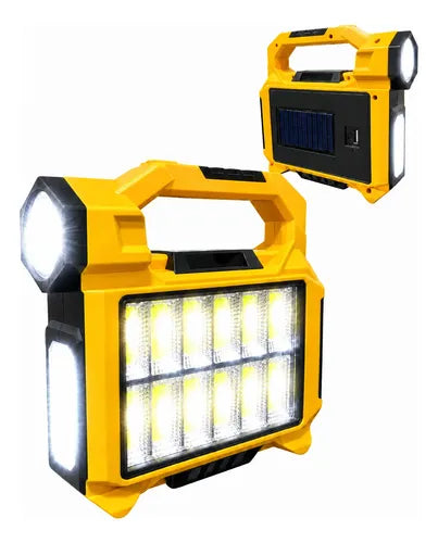 Linterna Led Solar Recargable 30w Con Luz Frontal Y Lateral