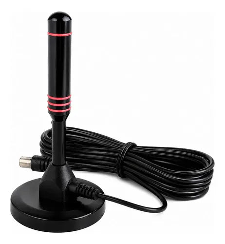 Antena Tv Digital Uhf 3.5 Dbi Base Magnética 3 Mts Int / Ext Negro