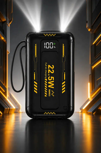 Power Bank Portátil De 10000mah Con Carga Rápida 3 Puertos 4 Cables Integrados Para iPhone Y Android Negro/blanco