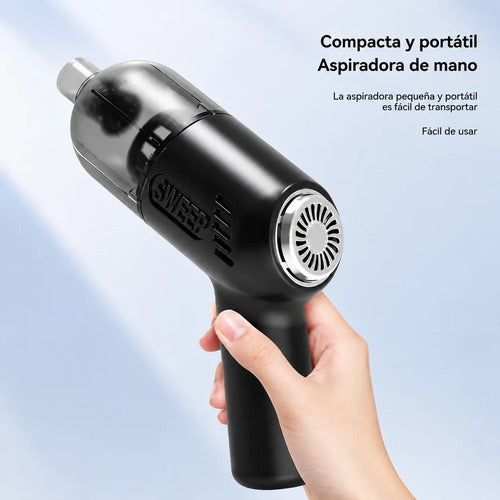 Aspiradora Inalámbrica Mini K20 Recargable Para Auto Y Hogar Negro