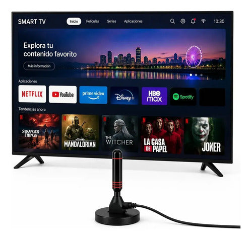 Antena Tv Digital Uhf 3.5 Dbi Base Magnética 3 Mts Int / Ext Negro