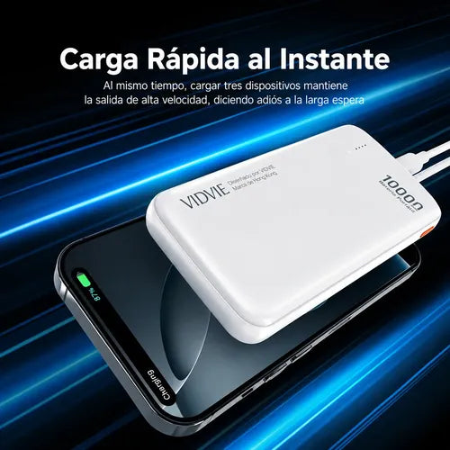 Power Bank 10000mah Portátil Carga Rápida Compacto Y Ligero Blanco