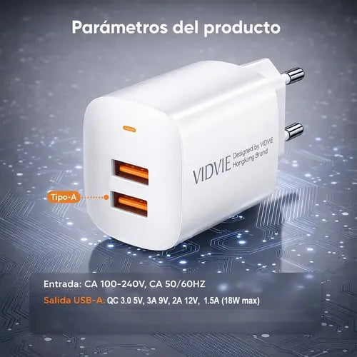 Cargador Rápido De Pared Con Doble Puerto Usb Y Cable Micro-usb Para Android Blanco