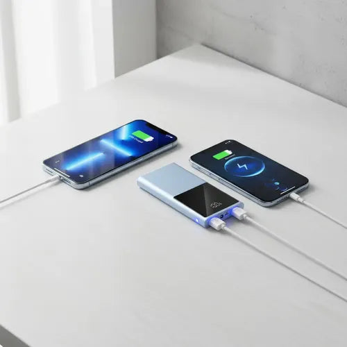 Powerbank 30000mah 66w Pantalla Digital 2 Usb Lampara Led Azul Claro