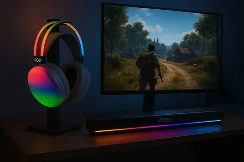 Diegmark Kit Gamer Sp-928/pg580 Con Barra De Sonido 10w Y Auriculares 40mm Rgb, Bluetooth 5.3 Y Anc Negro/blanco