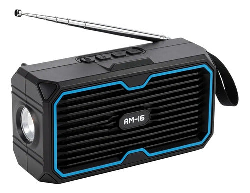 Parlante Portátil Solar 5w Radio Fm Linterna Led Recargable