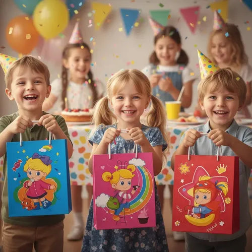 Bolsas De Regalo Infantiles Niña Pack 12 Diseños Animados Multicolores Diseño Variado