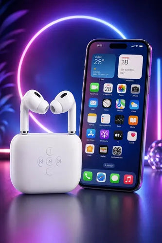 Kit Audífonos Inalámbricos Earbuds Con Bolso Organizador Blanco/negro