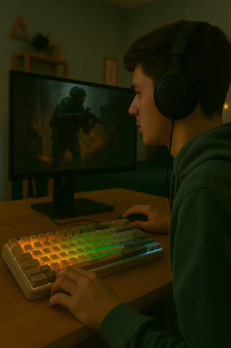 Teclado Gamer Rgb Weibo Wb-222 Con Iluminación Multiefectos Perilla Usb Gris Español Latinoamericano