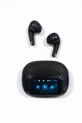 Audífonos Diegmark T41 Inalámbricos Tws Con Pantalla Táctil Y Estuche De Carga Digital Negro