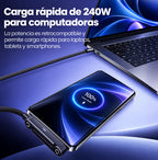 Cable Usb-c Carga Rápida 240w Con Soporte Plegable 2 En 1 Negro