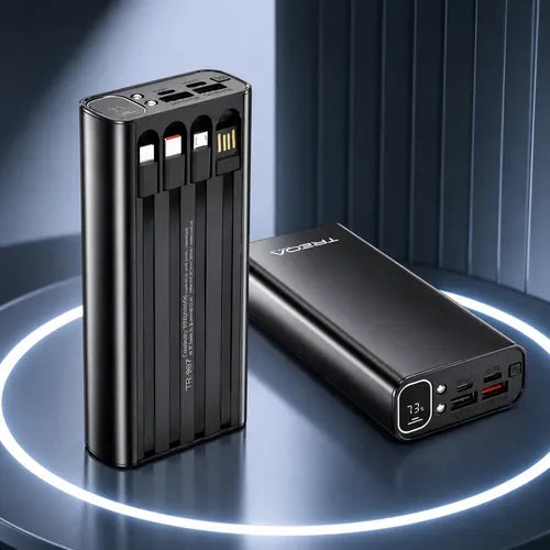 Powerbank 20000mah Carga Rápida Luz Led Cables Integrados