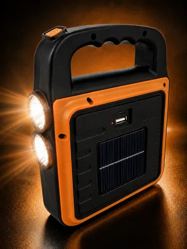 Lámpara Solar 48 Luz Led Mulfunciòn Recargable Usb Powerbank Negro/naranja