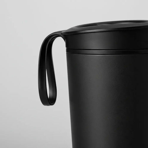 Vaso Térmico Mug Antiderrames De 540 Ml - Portátil - 22cm - Doble Pared - Libre De Bpa - Ideal Para Paseos, Oficina, Auto Y Hogar -negro Liso