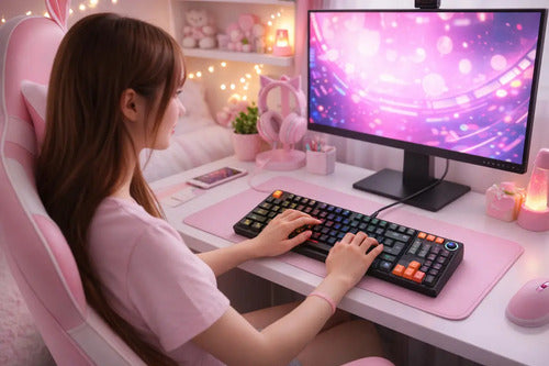 Teclado Mecánico Gamer Diegmark Wb555 Con Rgb Y Eje Rojo Usb-c Para Pc Y Mac Negro Español Latinoamericano
