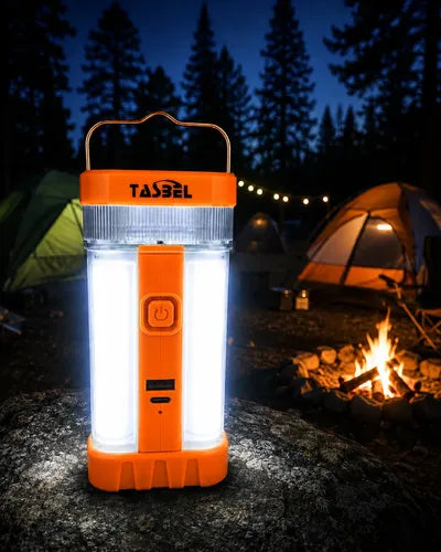 Lámpara Solar Led Camping Linterna Recargable Multifunción Naranja