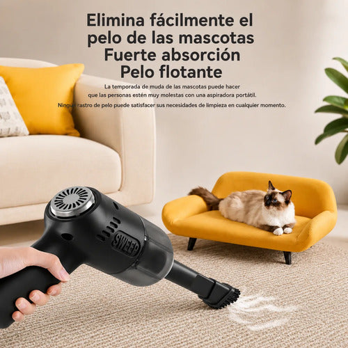Aspiradora Inalámbrica Mini K20 Recargable Para Auto Y Hogar Negro