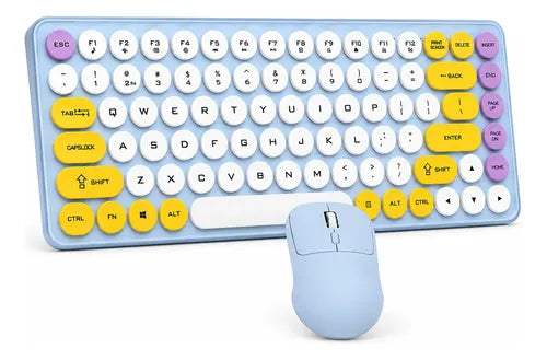 Kit Teclado Y Mouse Inalámbricos Teclas Redondas Silencioso