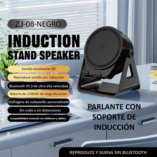 Parlante Bluetooth Diegmark Zj08 Con Inducción Para Teléfono Y Tablet, 5w Negro