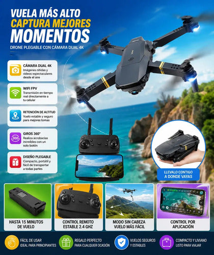 Drone Aéreo Smart 998 Pro Plegable Con Doble Cámara Y Estabilizador Surtido