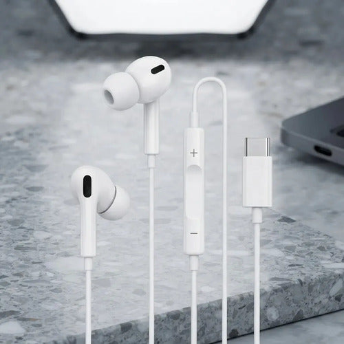 Audífonos In-ear Headset Usb-c Con Micrófono Para Android Blanco