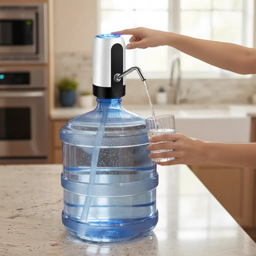 Dispensador De Agua Eléctrico Usb Recargable Para Bidón 20l Blanco