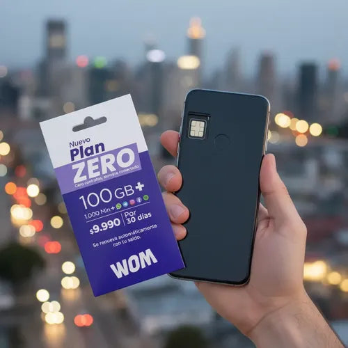 Chip Wom Plan Zero Incluye 100 Gb + 1000 Min Esim 3 En 1