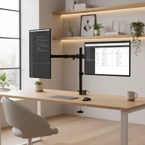 Soporte Doble Articulado Para 2 Monitores Vesa 14 A 32 PuLG Negro