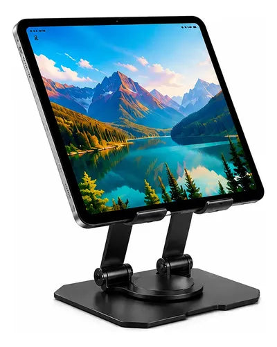 Soporte Metálico Ajustable Plegable Para Tablet Y Celular Negro