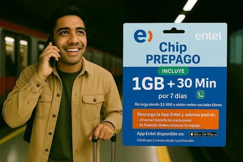 Chip Prepago Entel 1gb + 30 Minutos E Sim 3 En 1