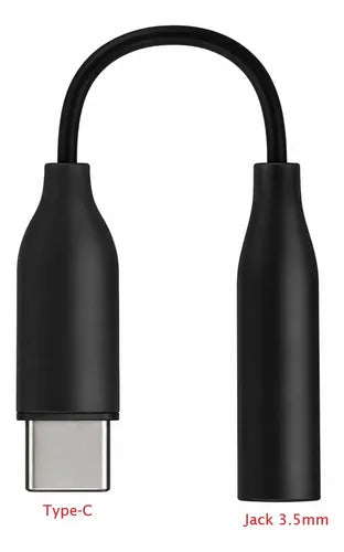 Adaptador Audio Tipo C A Jack 3.5mm Conector De Audífonos Negro
