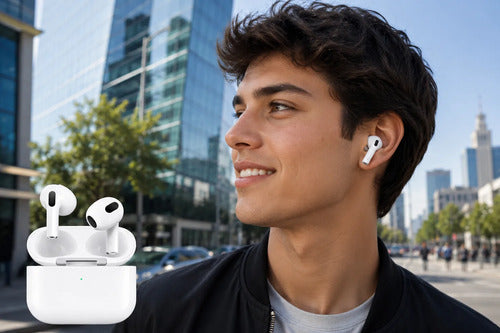 Audífonos Inalámbricos Bluetooth Semi In Ear Estuche Carga Blanco