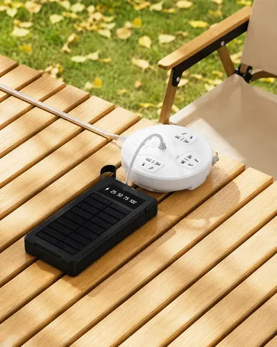 Powerbank Solar Portátil 30000mah Doble Usb Luz Led Negro