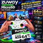 Tarjeta De Memoria Microsd Zuway 64gb Clase 10 U3 A1 Alta Velocidad 100mb/s Premium Compatible Con Nintendo Swicht 1, Video 8k, Celulares, Tablets, Cámaras De Seguridad Y Deportivas, Uso Profesional