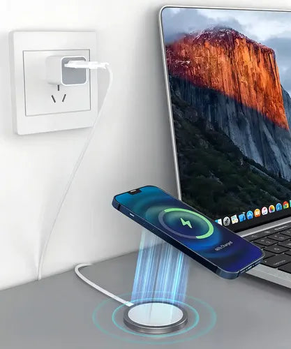 Cargador Magnético Inalámbrico Rápido Diegmark De 15w Para iPhone Y Android En Blanco