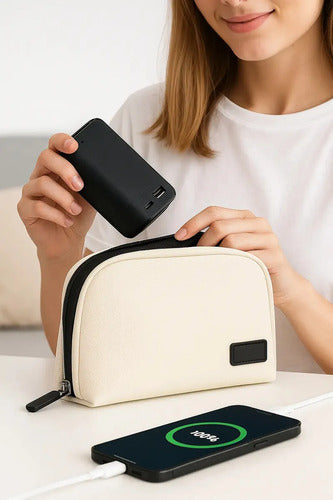 Bolso Organizador De Cables Y Dispositivos Electrónicos Impermeable Para Viajes Y Uso Diario Múltiples Compartimentos Beige