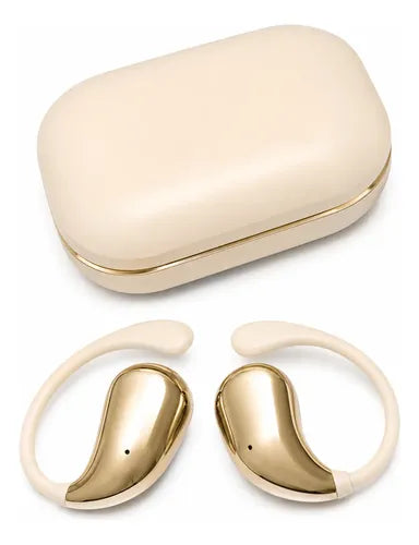 Audífonos Deportivos Bluetooth 5.3 Micrófono Control Táctil Beige/dorado