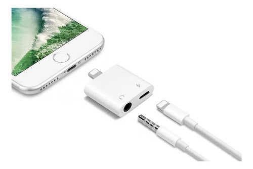 Diegmark Adaptador Splitter Conector Usb-l Compatible Con iPhone / Jack 3.5mm Conector Para iPhone Adaptador Blanco