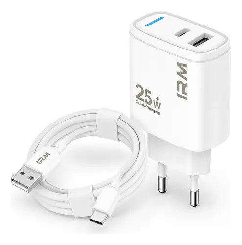 Cargador Rápido De Pared 25w Con Cable Tipo C Compatible Con Samsung Galaxy Y Android Blanco