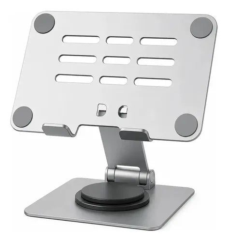 Soporte De Mesa Multiángulo Para Tablet Diegmark, Plegable Y Giratorio 360°, De Aluminio Plateado