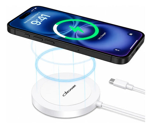 Cargador Magnético 15w + Adaptador Pd20w Para iPhone Samsung Blanco