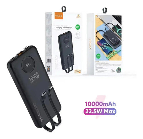 Powerbank 10000mah 22.5w Con Cables Compatible Con iPhone Negro